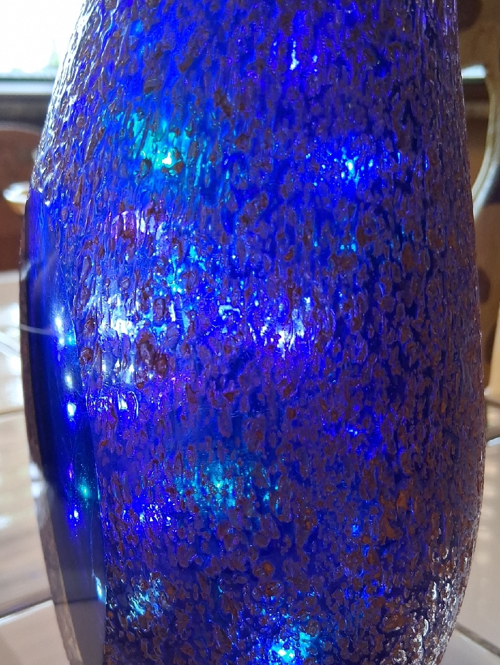 Super RARE Murano Cobalt Blue Glass Vase Gold TXTRD. By, Alessandro Mandruzzato. - Picture 10 of 16